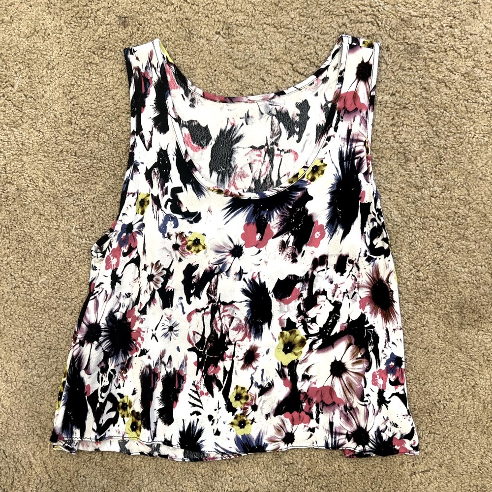 Floral White Crop Top S